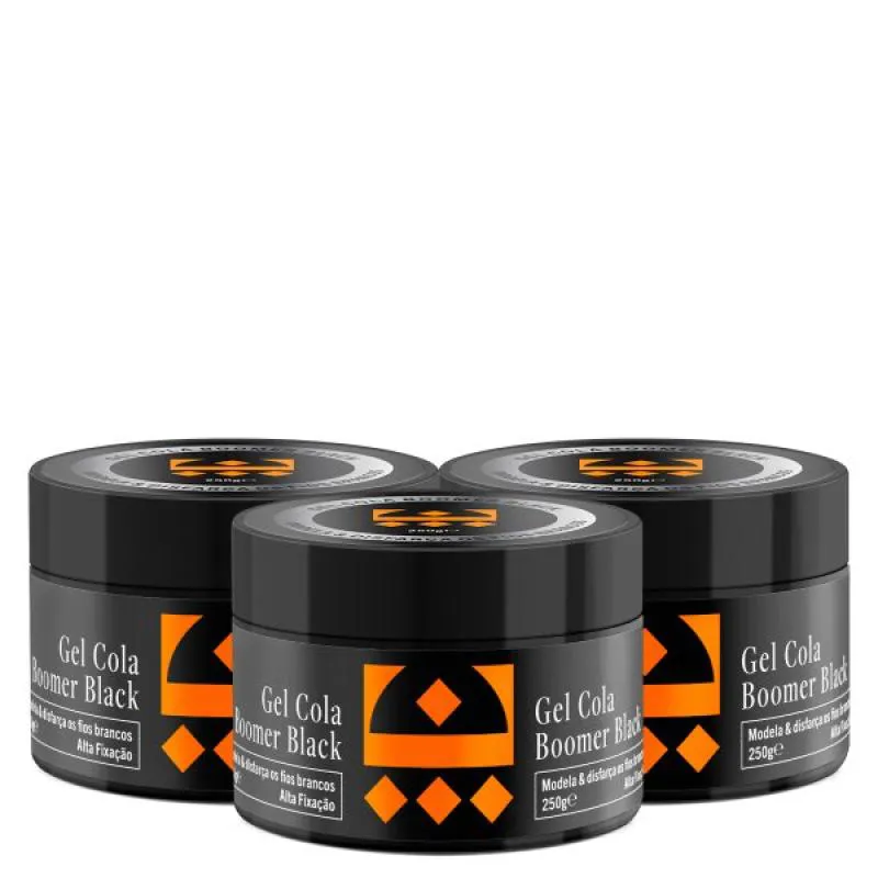 KIT 03 GEL COLA BOOMER BLACK EMBAIXADOR 250g