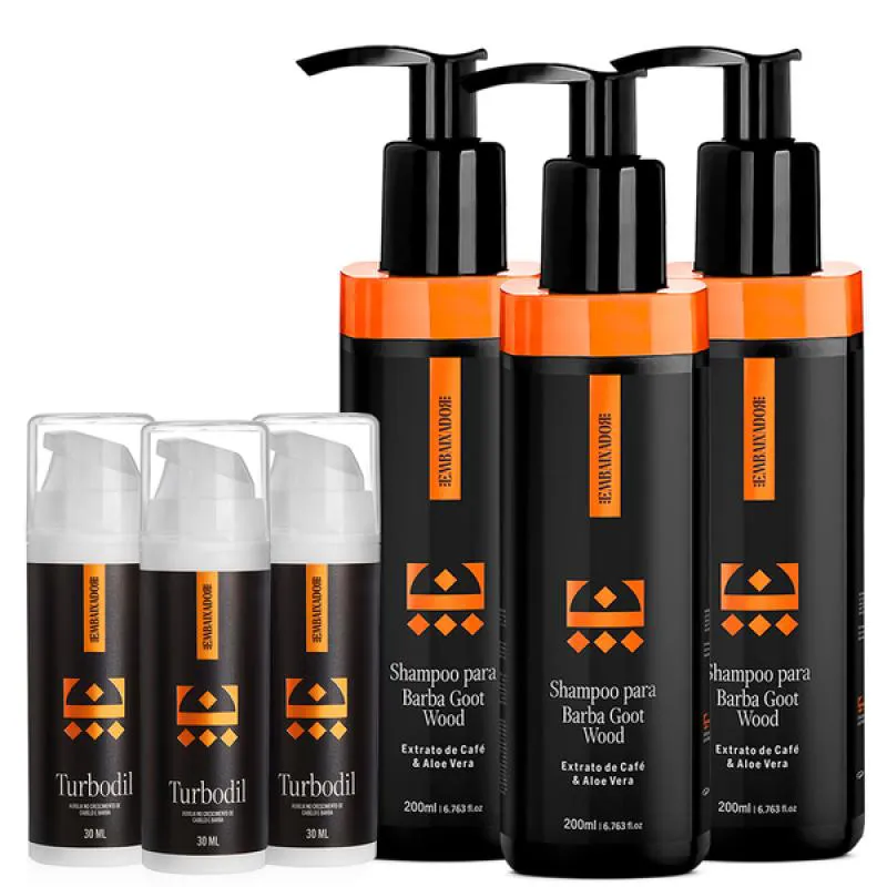 KIT 03 BLEND TURBODIL + 03 SHAMPOO DE BARBA GOOT WOOD EMBAIXADOR 200ml