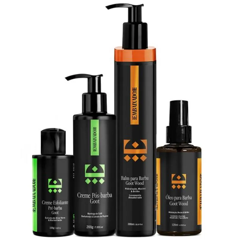 KIT BARBOTERAPIA PRé E PóS BARBA GOOT WOOD EMBAIXADOR 300ml