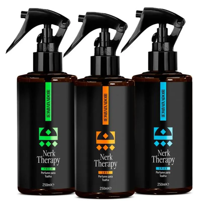 Kit Perfume para Toalha Embaixador Nerk Therapy Lust 250ml + Fresh 250ml + Spice 250ml