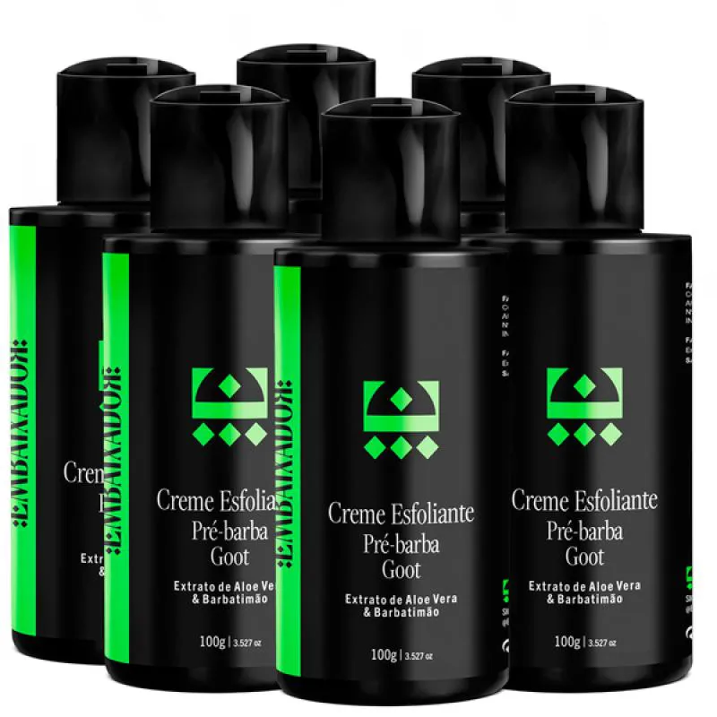 KIT 06 CREME ESFOLIANTE PRé-BARBA GOOT EMBAIXADOR 100g