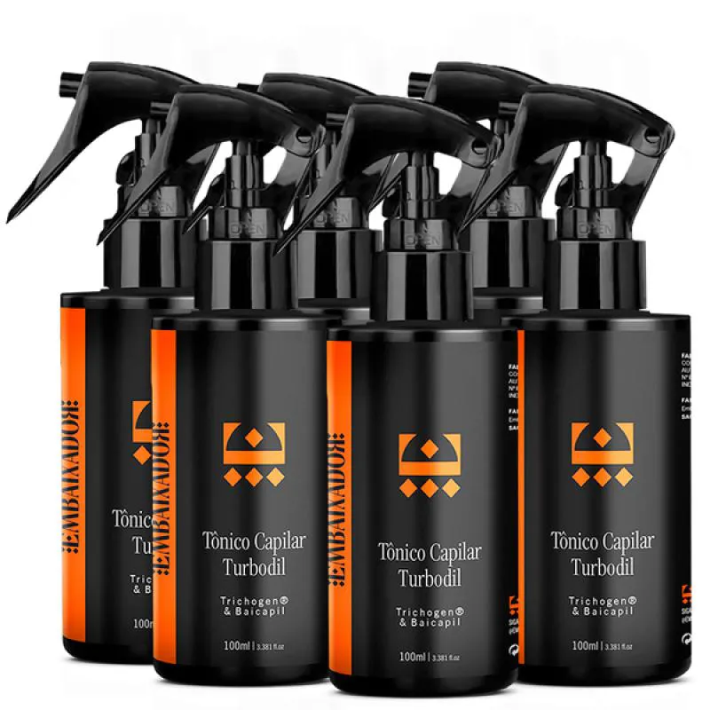 Kit 06 Tônico Crescimento Capilar E Antiqueda Turbodil 100Ml