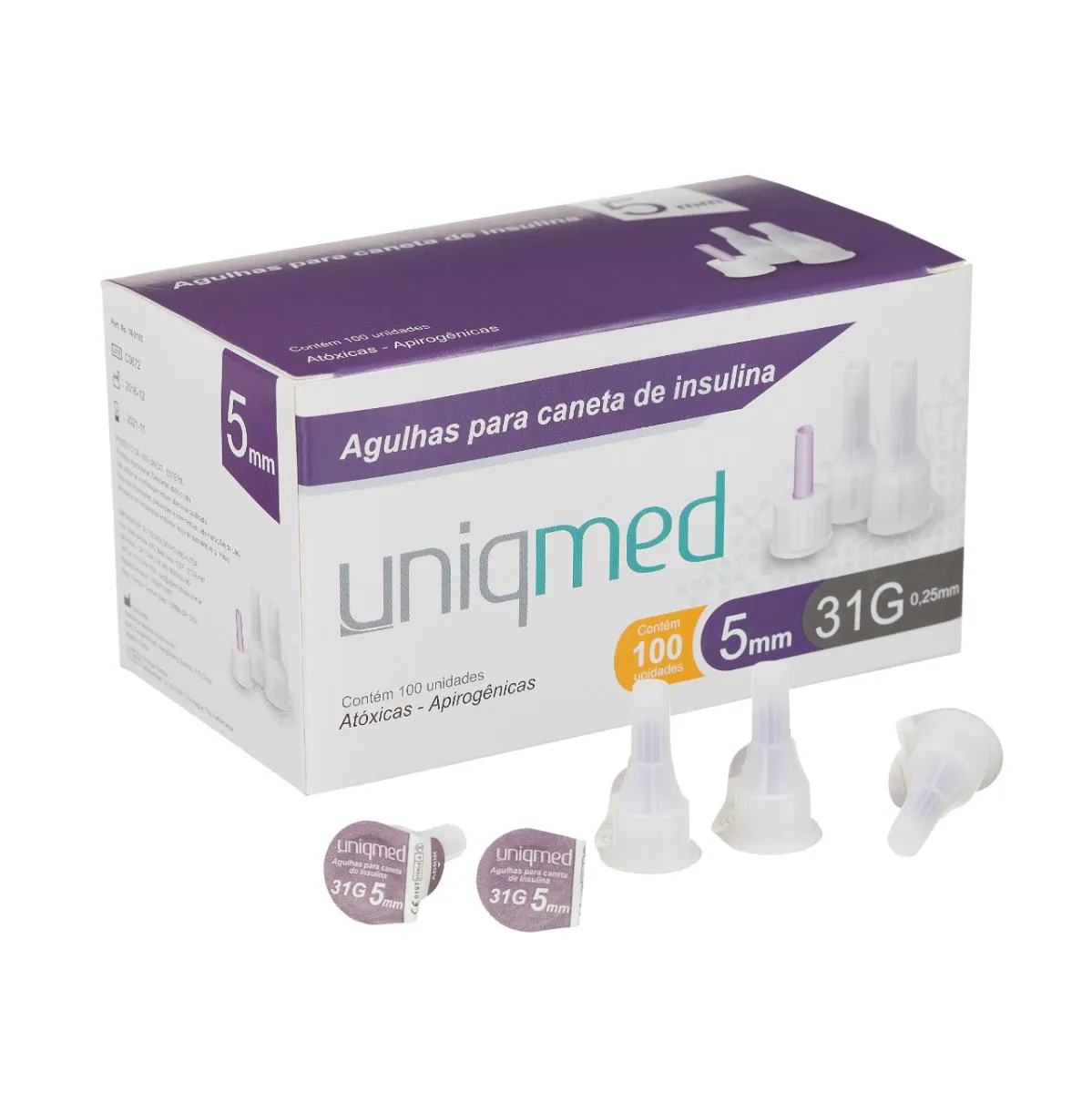 KIT 500UN AGULHA CANETA INSULINA 5MM 31G UNIQMED