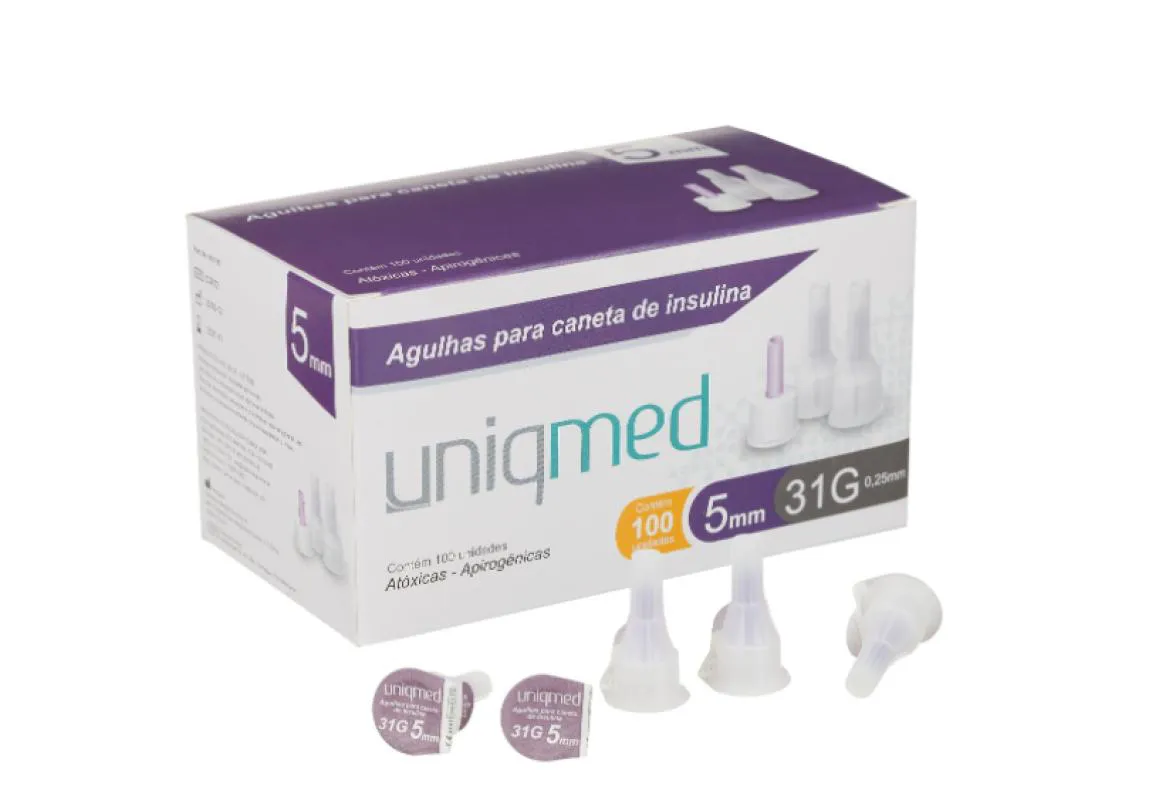 KIT 200UN AGULHA CANETA INSULINA 5MM 31G UNIQMED