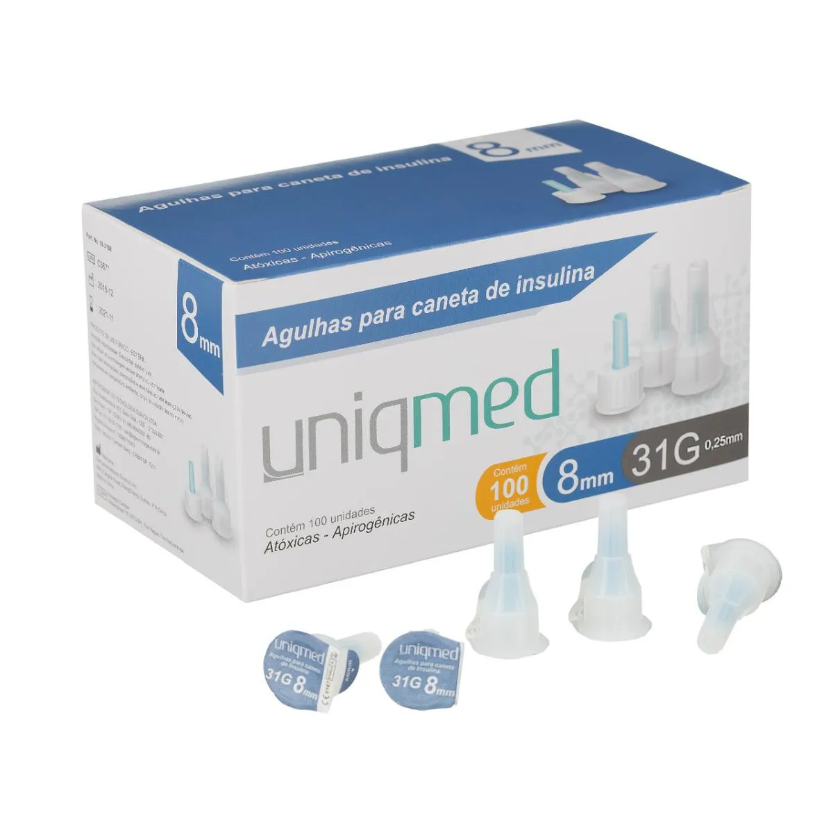 KIT 500UN AGULHA CANETA INSULINA 8MM 31G UNIQMED