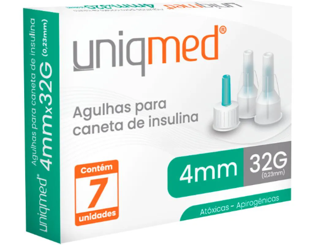 AGULHAS PARA CANETA DE INSULINA 4MMX32G 3 CX DE 7UN UNIQMED