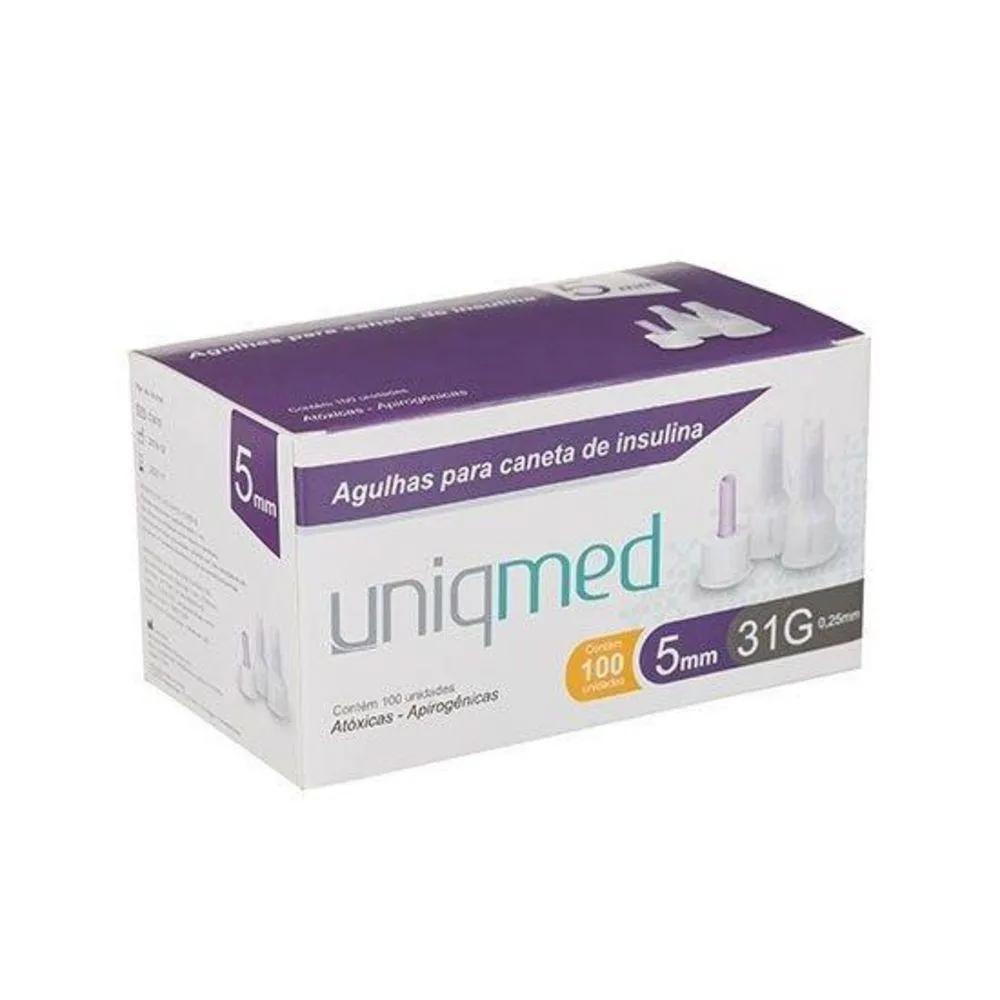 AGULHA CANETA INSULINA 5MM 31G 100UN UNIQMED