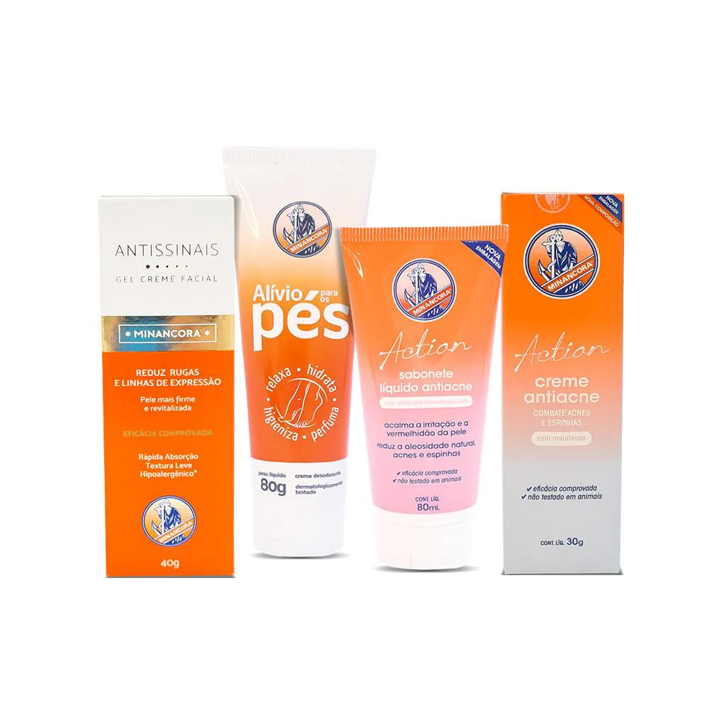 KIT MINANCORA LINHA COSMéTICOS MENOS SABONETE EM BARRA