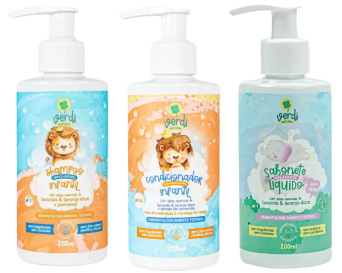 KIT INFANTIL SHAMPOO + CONDICIONADOR + SABONETE LíQUIDO