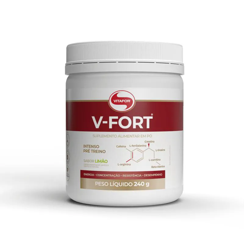Pré-Treino Intenso Vitafor V-Fort Limão 240g