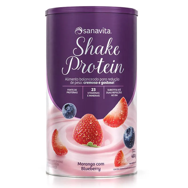 SHAKE PROTEIN MORANGO E BLUEBERRY 450G - SANAVITA