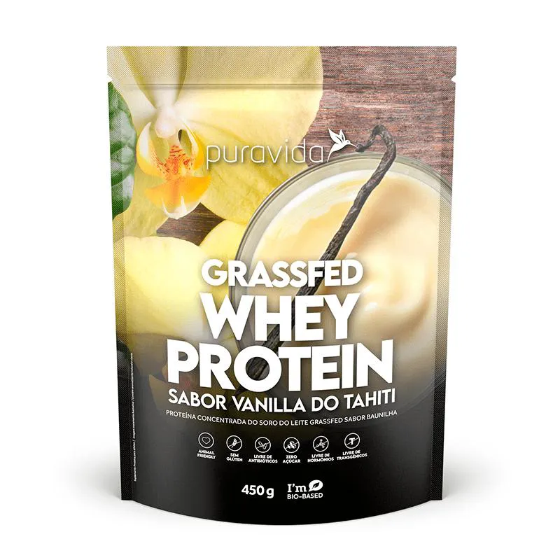 GRASSFED WHEY PROTEIN VANILLA TAHITI PURAVIDA 450G