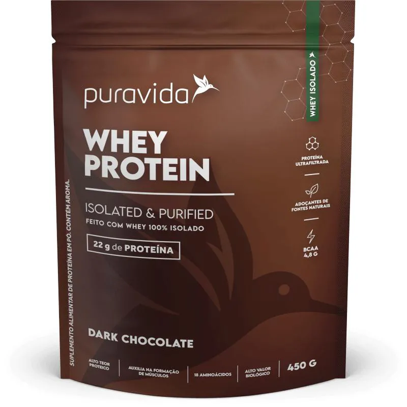 WHEY PROTEIN 100% ISO DARK CHOCO PURAVIDA 450G
