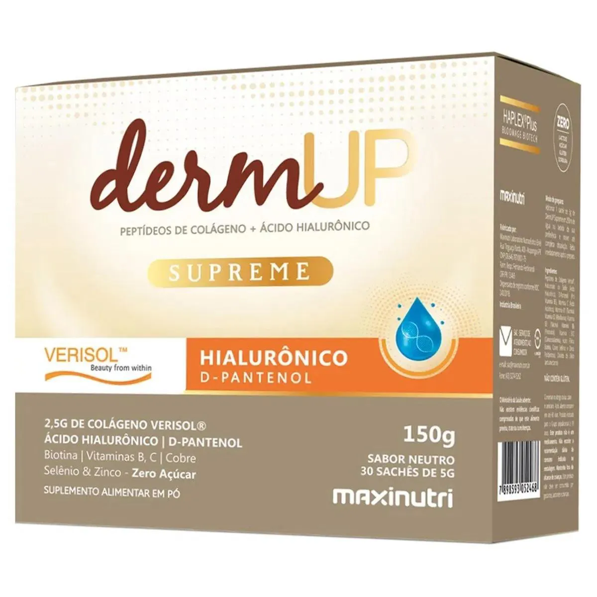 DERMUP SUPREME ACIDO HIALURôNICO + VERISOL 30 SACHES - NEUTRO - MAXINUTRI