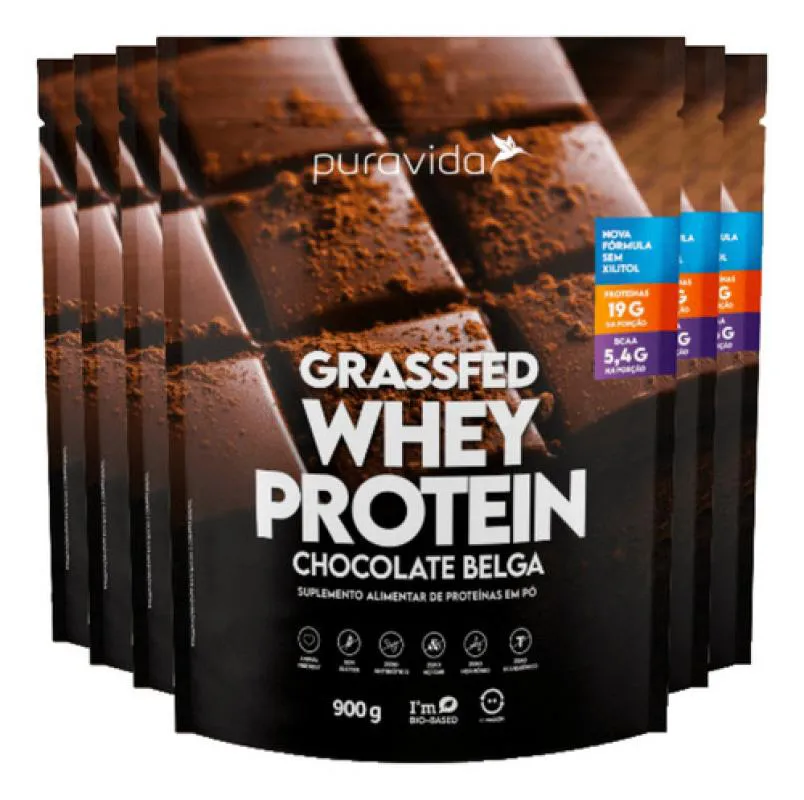 Whey Protein Grassfed Chocolate Belga 6 X 900g Puravida