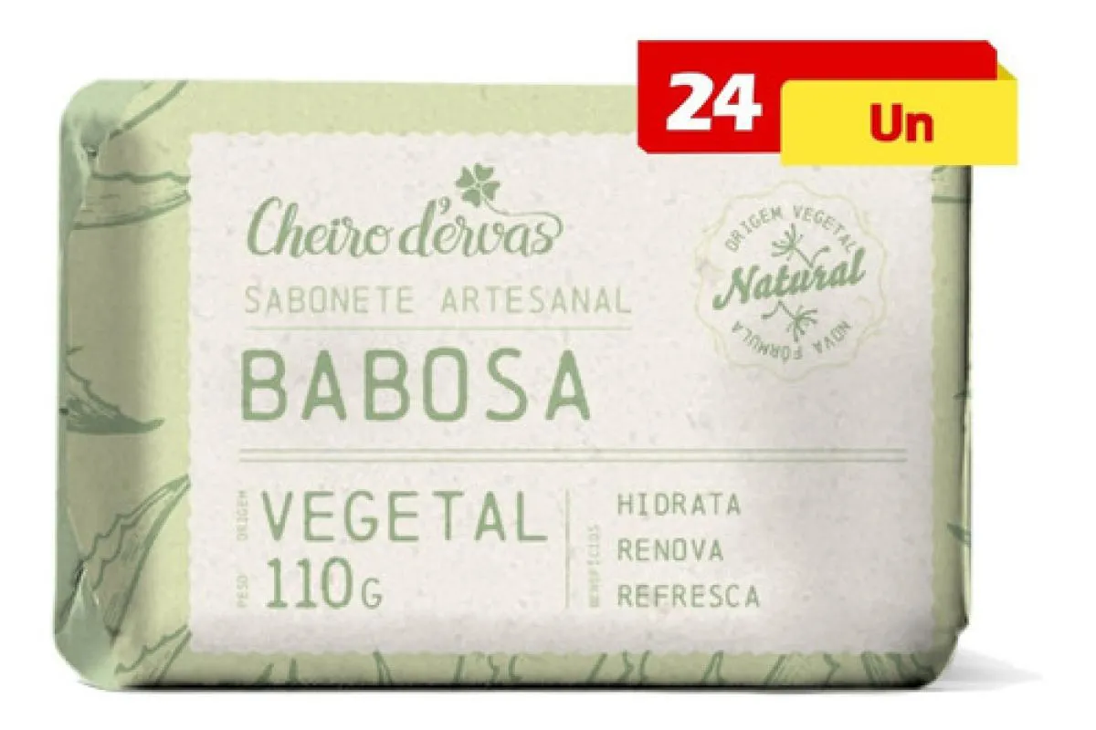 SABONETE DE BABOSA 24 X 110G ARTESANAL - CHEIRO D´ERVAS