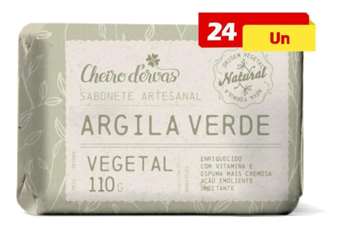 SABONETE DE ARGILA 24 X 110G - CHEIRO D´ERVAS