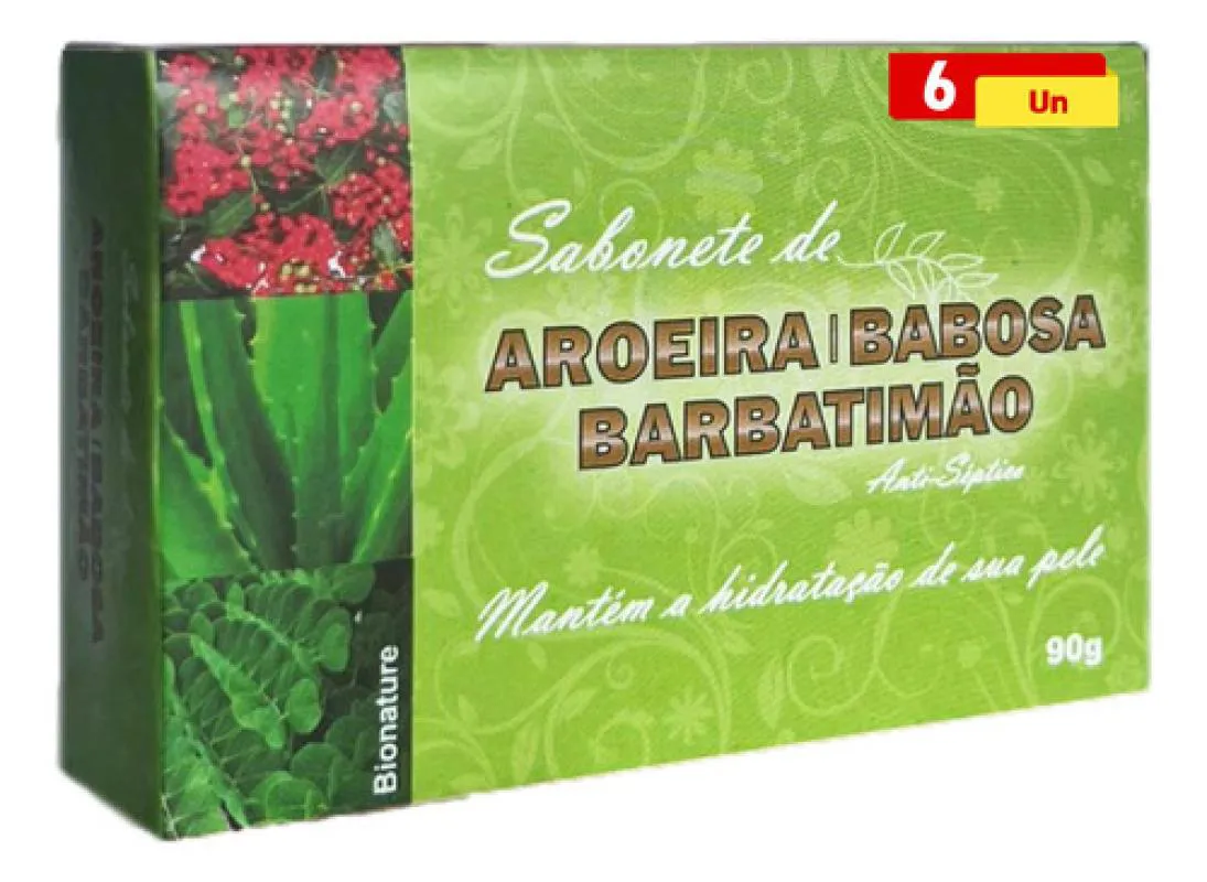 SABONETE DE AROEIRA BABOSA E BARBATIMãO 6 X 110G BIONATURE