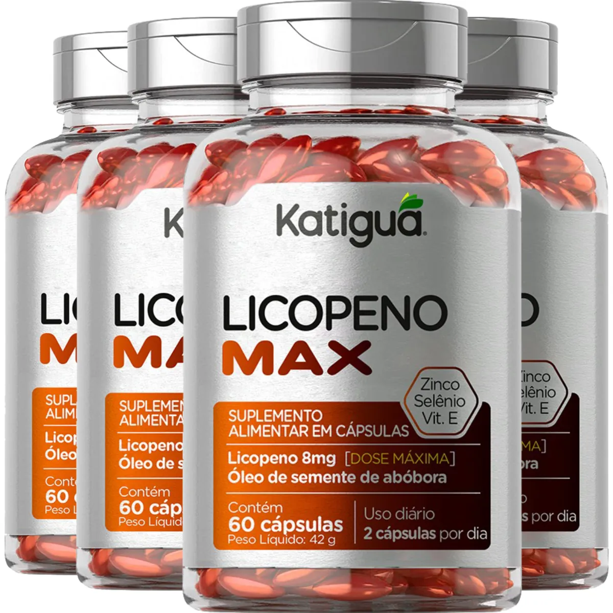 KIT 4 LICOPENO MAX 1G 60 CÁPSULAS - KATIGUÁ