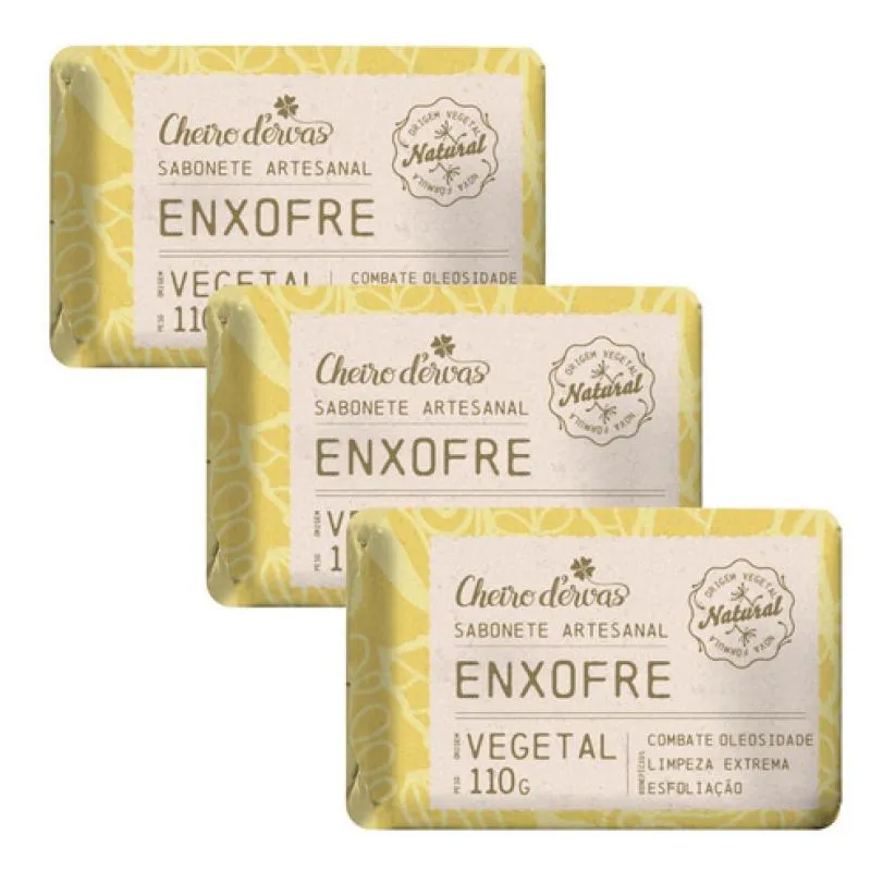 KIT 3 SABONETES DE ENXOFRE ARTESANAL - CHEIRO D'ERVAS
