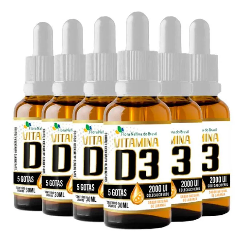 VITAMINA D3 2000UI EM GOTAS 6 X 30ML FLORA NATIVA