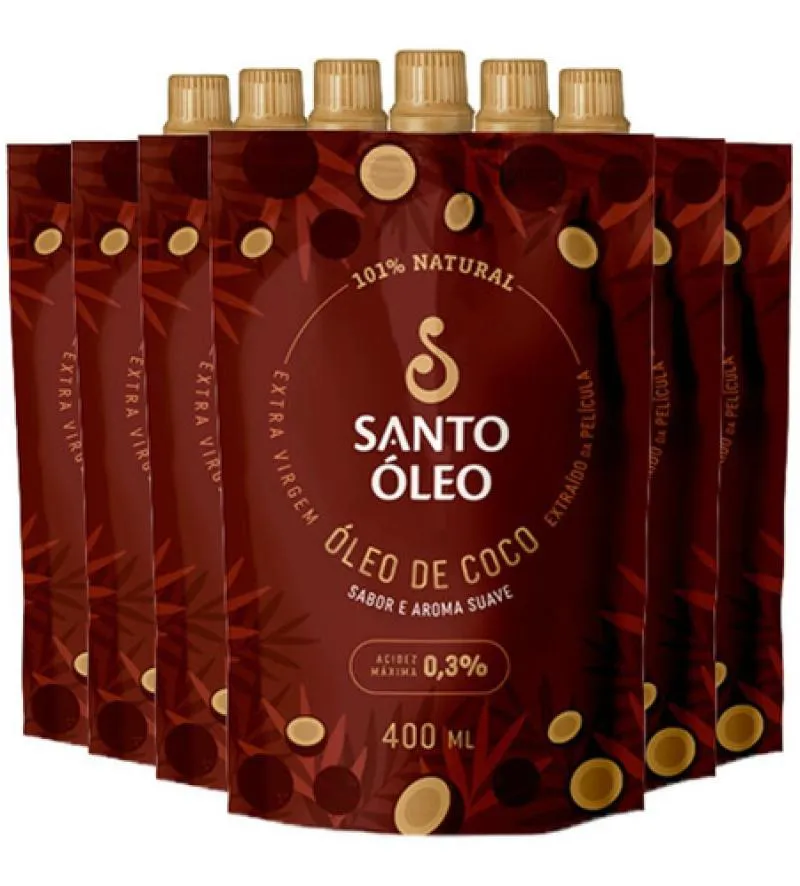 ÓLEO DE COCO EXTRAVIRGEM 6 X 400ML SANTO ÓLEO