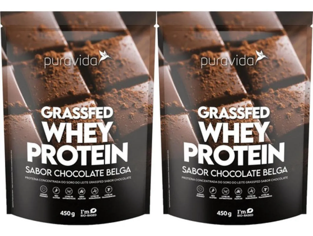 WHEY PROTEIN GRASSFED CHOCOLATE BELGA 2 X 450G PURAVIDA