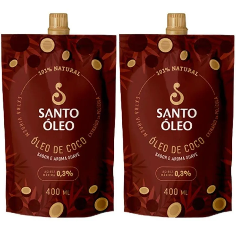 ÓLEO DE COCO EXTRAVIRGEM 2 X 400ML SANTO ÓLEO