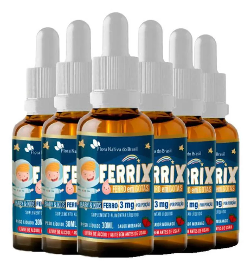 FERRO EM GOTAS FERRIX KIDS 6 X 30ML FLORA NATIVA