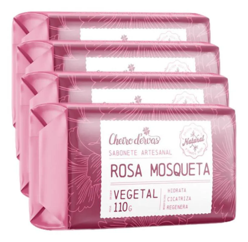 SABONETE DE ROSA MOSQUETA 4 X 110G CHEIRO D´ERVAS