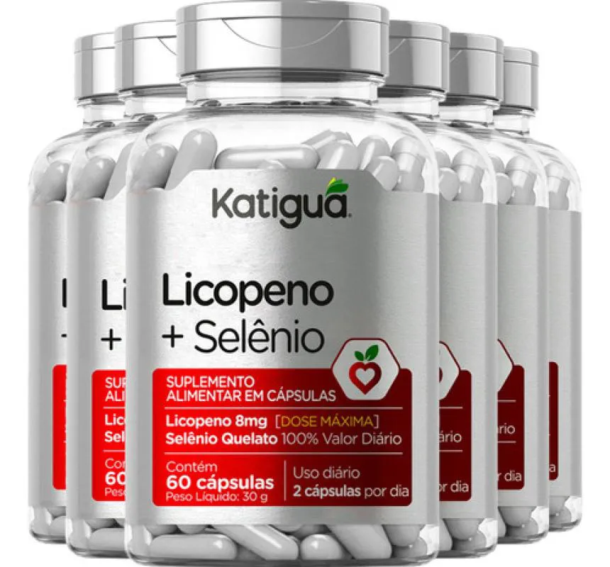 LICOPENO DE TOMATE E SELêNIO 6 X 60 CáPSULAS KATIGUá