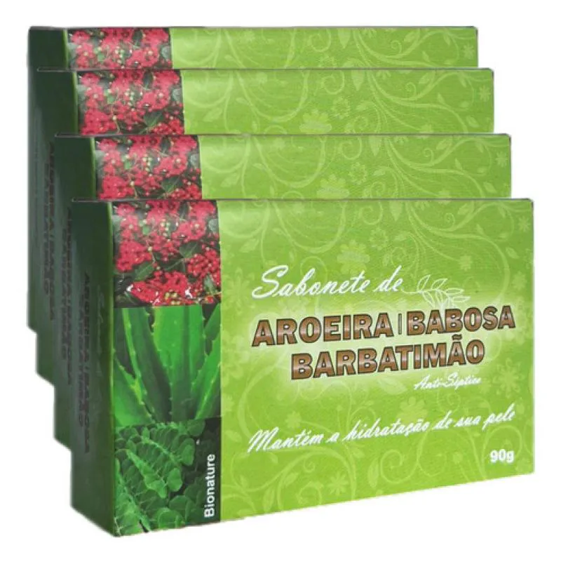 SABONETE DE AROEIRA BABOSA E BARBATIMãO 4 X 110G BIONATURE