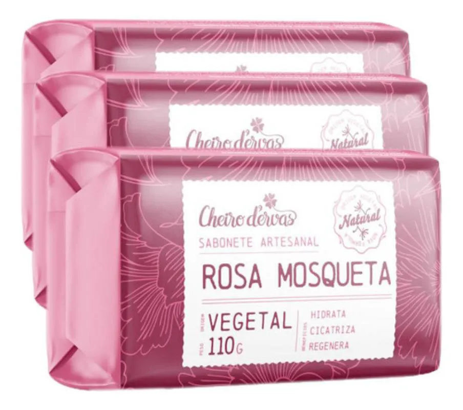 SABONETE DE ROSA MOSQUETA 3 X 110G CHEIRO D´ERVAS