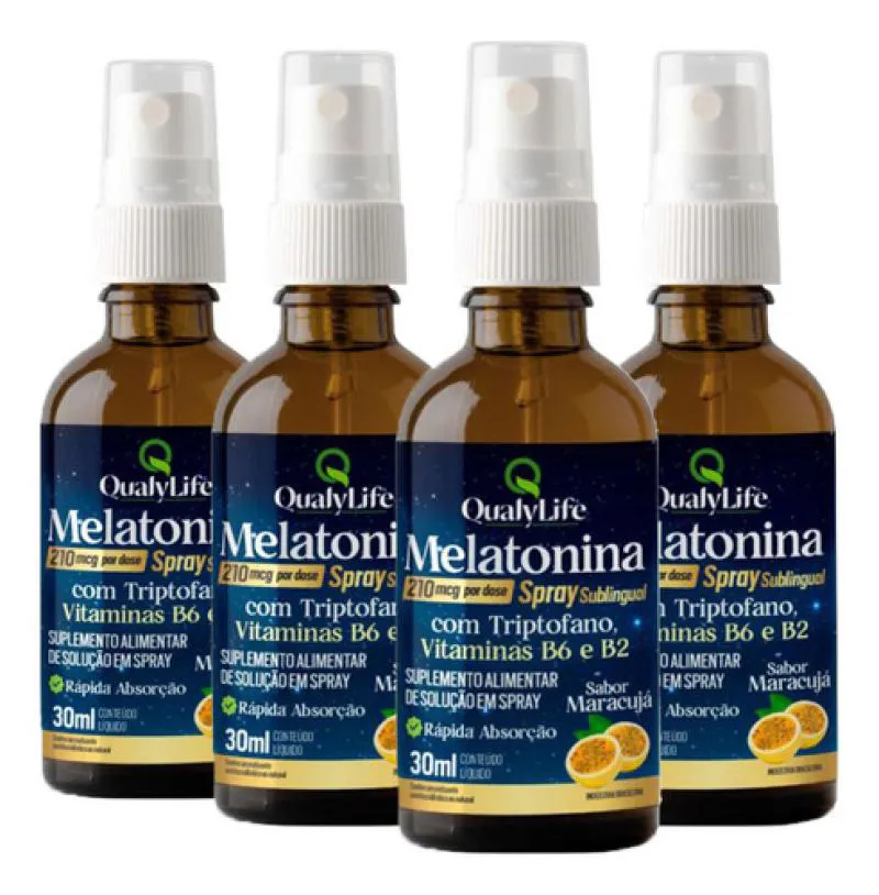 Melatonina Spray Sabor Maracujá 4 X 30ml Qualylife