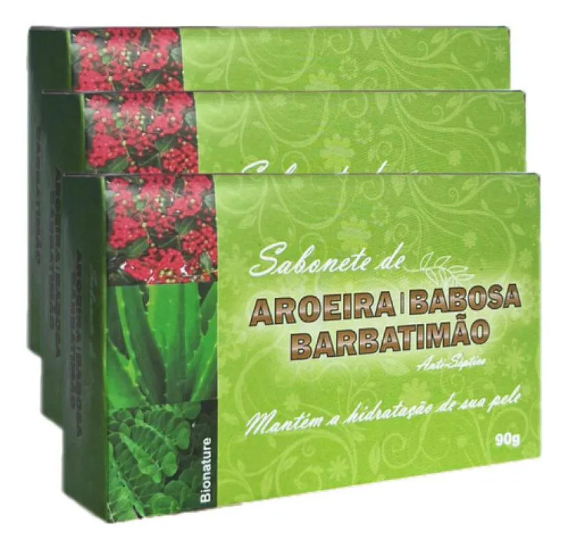 SABONETE DE AROEIRA BABOSA E BARBATIMãO 3 X 110G BIONATURE