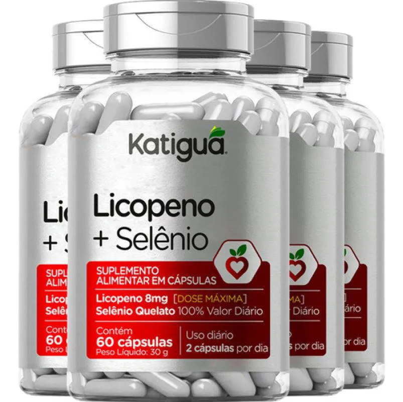 LICOPENO DE TOMATE E SELêNIO 4 X 60 CáPSULAS KATIGUá