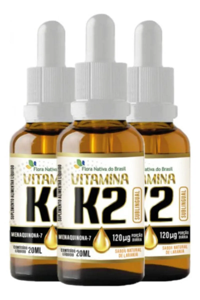 VITAMINA K2 EM GOTAS 3 X 20ML FLORA NATIVA