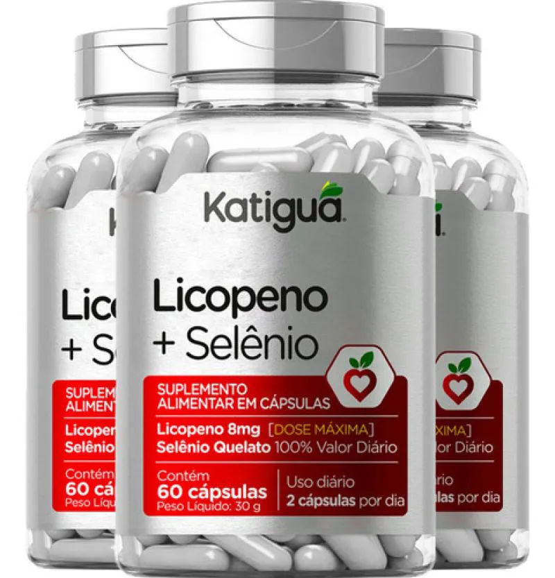 LICOPENO DE TOMATE E SELêNIO 3 X 60 CáPSULAS KATIGUá