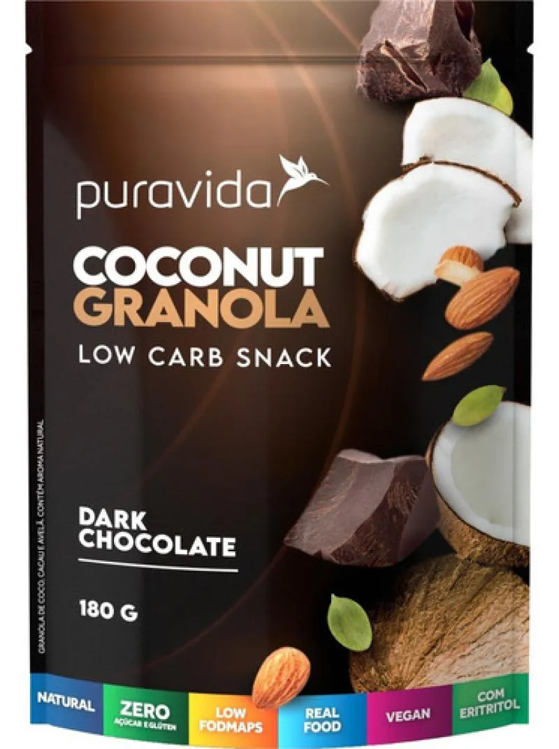 GRANOLA COCONUT DARK CHOCOLATE 180G PURAVIDA