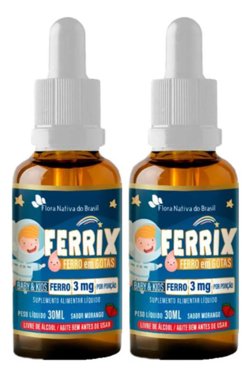FERRO EM GOTAS FERRIX KIDS 2 X 30ML FLORA NATIVA