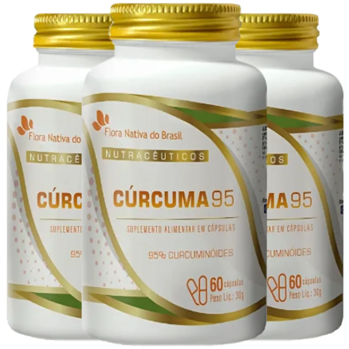 KIT 3 CURCUMA 95% 500MG 60 CÁPSULAS - FLORA NATIVA