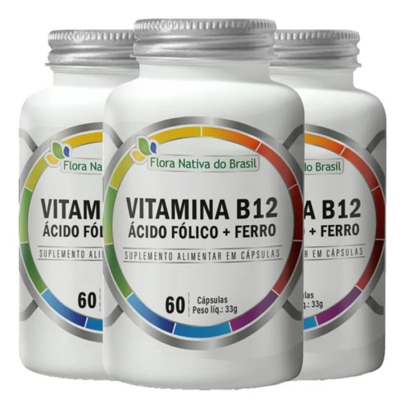 VITAMINAB12ÁCIDOFóLICOEFERRO3X60CáPSULASFLORANATIVA