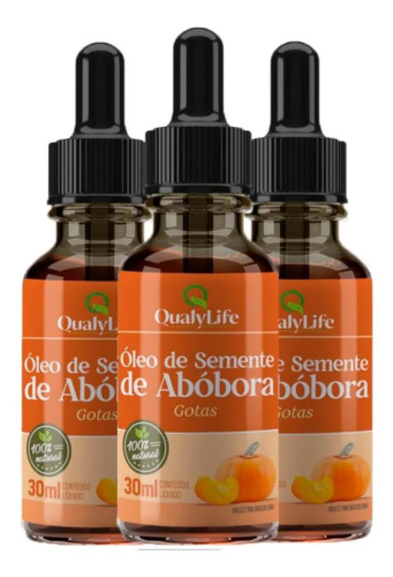 ÓLEO DE SEMENTE DE ABóBORA EM GOTAS 3 X 30ML QUALYLIFE