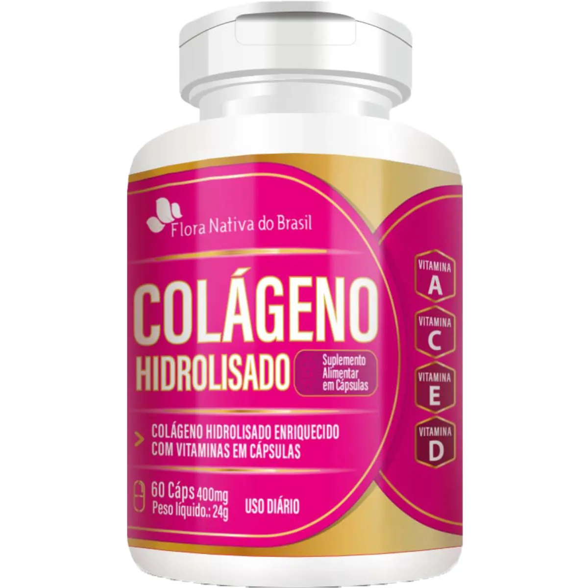 COLÁGENO HIDROLISADO E VITAMINAS 400MG 60 CÁPSULAS - FLORA NATIVA