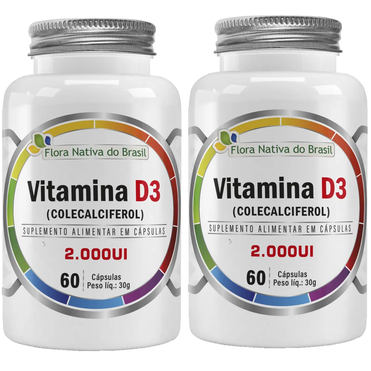 KIT 2 VITAMINA D3 2.000UI 60 CÁPSULAS - FLORA NATIVA