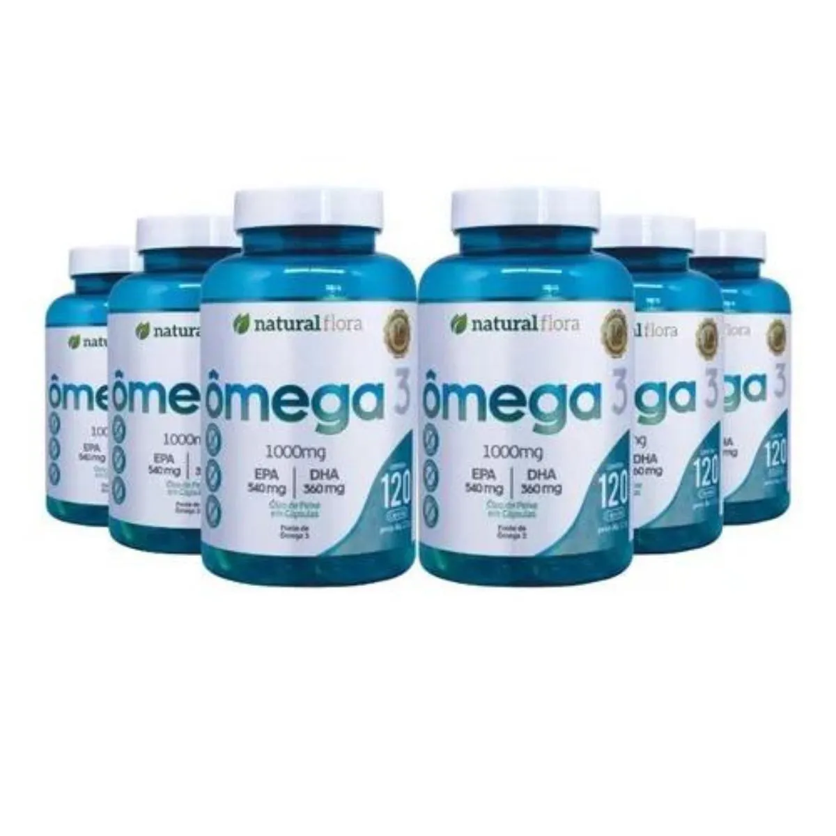 KIT 6 VITAMINA ÔMEGA EPA 540 DHA 360 - 120 CAPS 1000MG - SUPLEMENTO PRE TREINO - NATURAL FLORA SEM Sabor