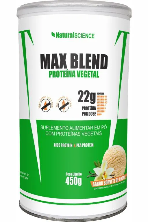 Suplemento Natural Science Max Blend Proteína Vegetal Creme 450g