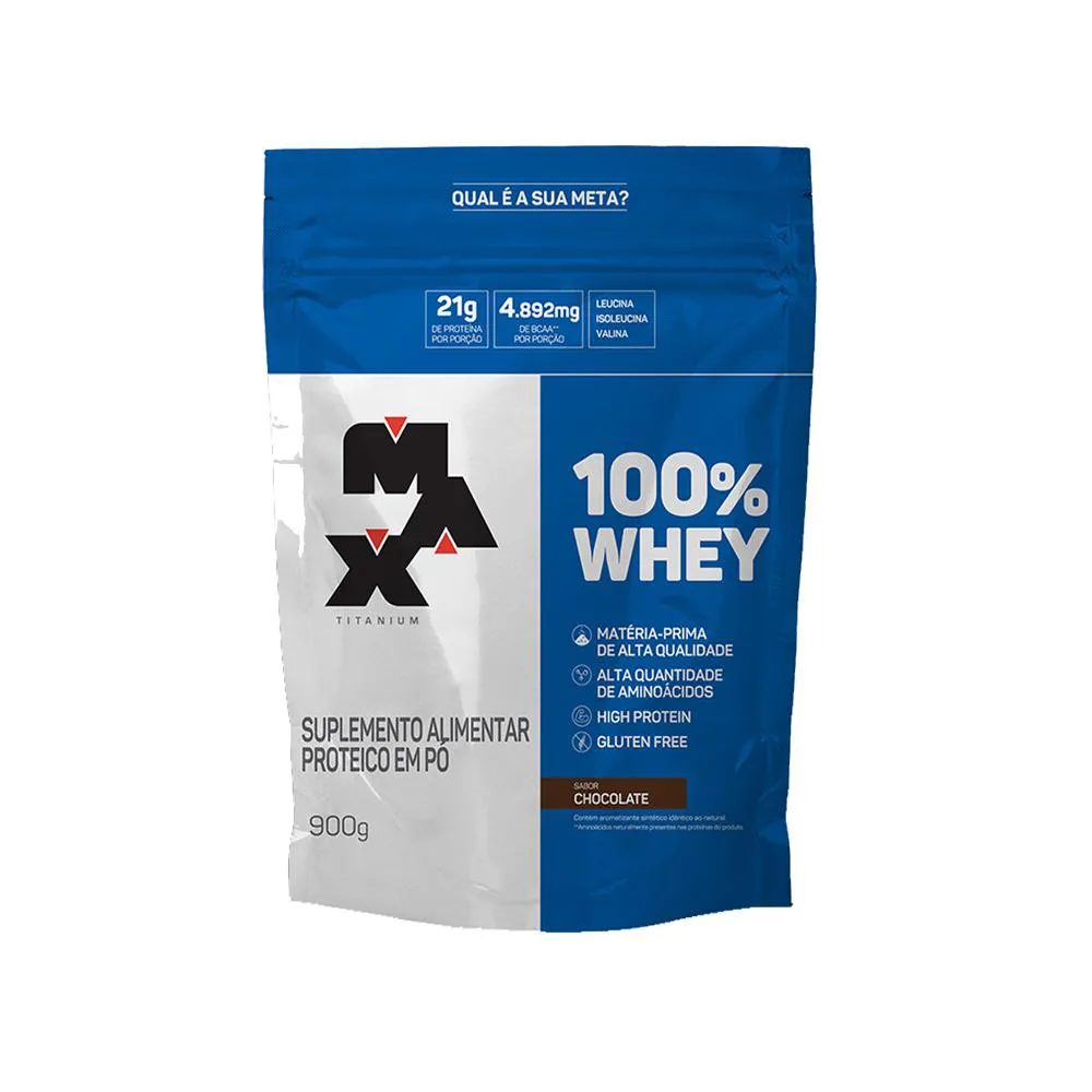 WHEY 100% REFIL CHOCOLATE 900G - MAX TITANIUM