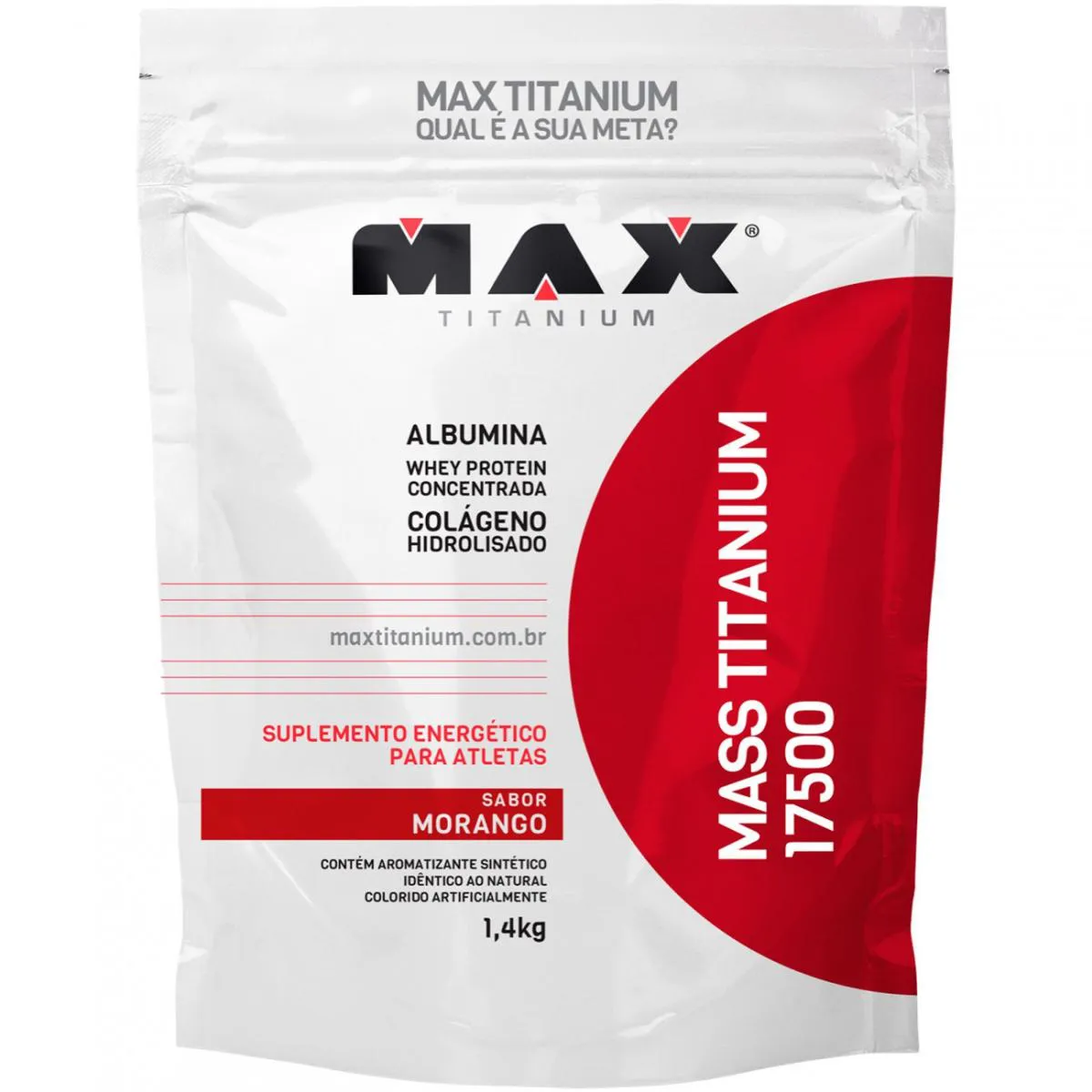 Hipercalórico Max Titanium Mass Titanium 17500 Morango 1,4kg 