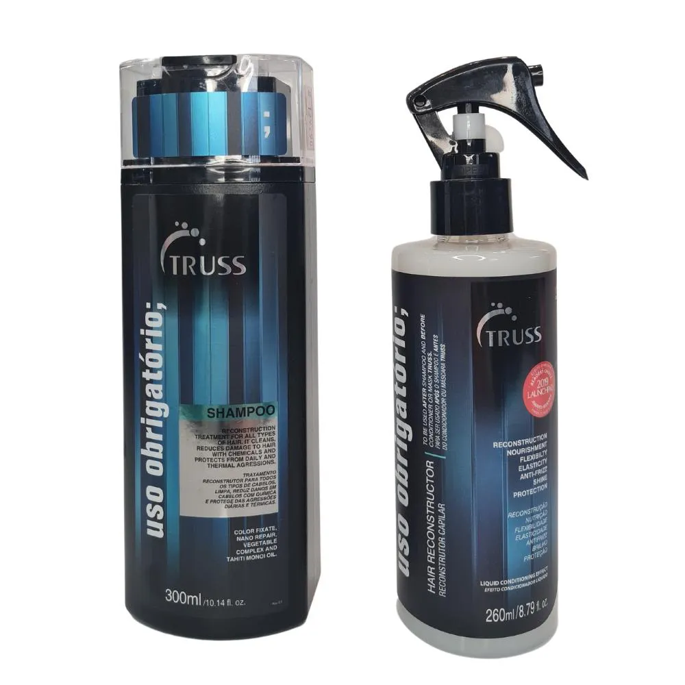 KIT TRUSS USO OBRIGATóRIO SHAMPOO + RECONSTRUTOR CAPILAR 300MLS